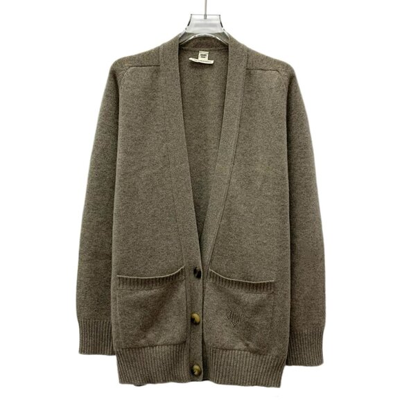 Hermes Brown cashmere V-neck single-breasted long-sleeve knit cardigan